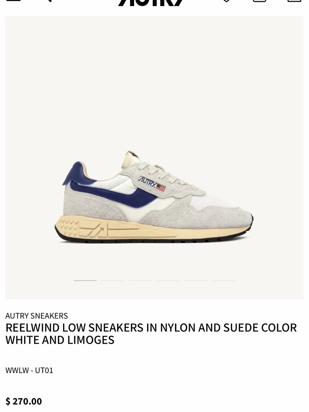 Autry Reelwind Low Sneakers — White & Navy